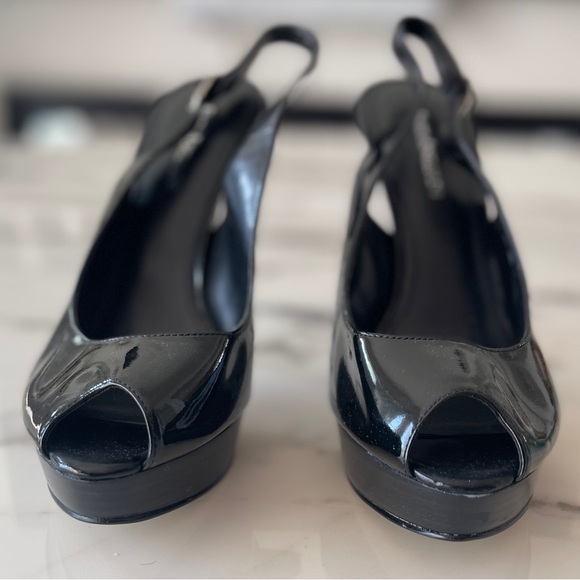 Enzo Angiolini Black Patent Platform Slingbacks unworn - Picture 2 of 12